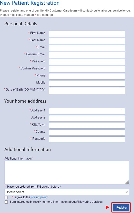 Registration page - screenshot